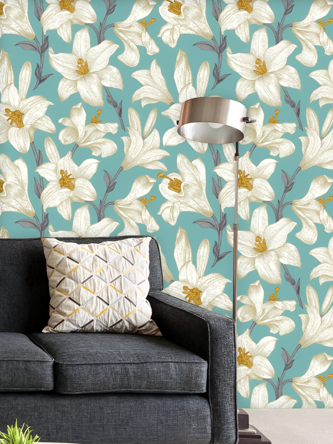 

ArtzFolio Printed UV-Resistant Anti-Bacterial Floral White Lily Flowers Peel & Stick Wallpaper, Multi