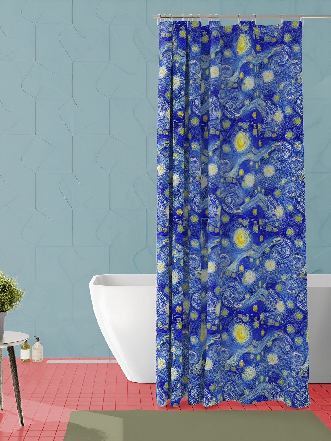 

ArtzFolio Blue & Yellow Printed Waterproof Shower Curtain