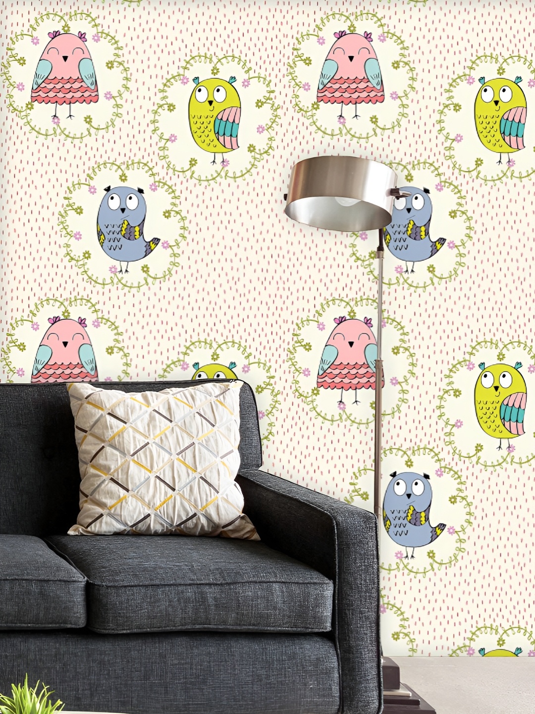 

ArtzFolio Printed UV-Resistant Anti-Bacterial Cartoon Baby Owls Peel & Stick Wallpaper, Multi