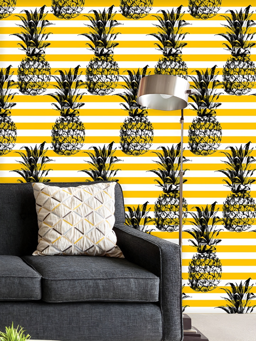 

ArtzFolio Printed UV-Resistant Anti-Bacterial Striped Pineapple Peel & Stick Wallpaper, Multi