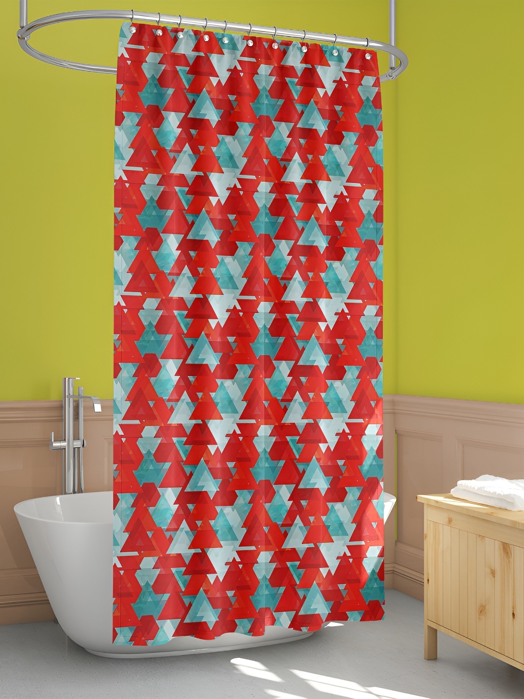 

ArtzFolio Red & Blue Printed Water Proof Shower Curtain