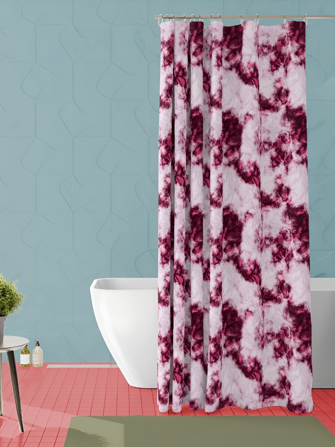 

ArtzFolio Maroon & White Abstract Printed Waterproof Shower Curtain