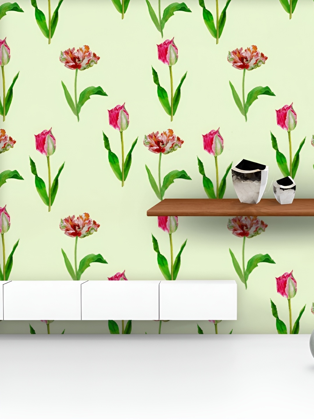 

ArtzFolio Printed UV-Resistant Anti-Bacterial TulipsPeel & Stick Wallpaper, Multi