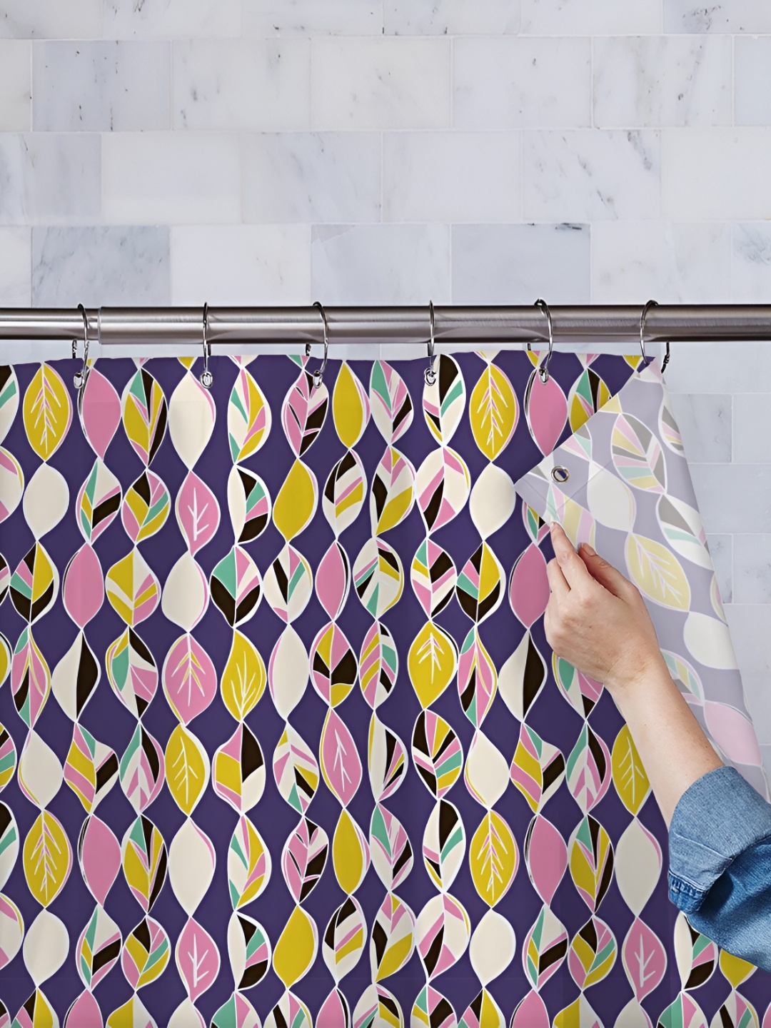 

ArtzFolio Blue & White Printed Waterproof Shower Curtains