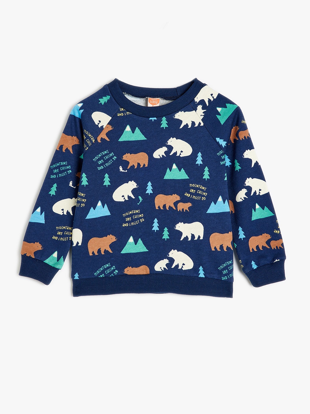 

Koton Boys Printed Cotton Round Neck Long Sleeves Pullover Sweatshirt, Navy blue