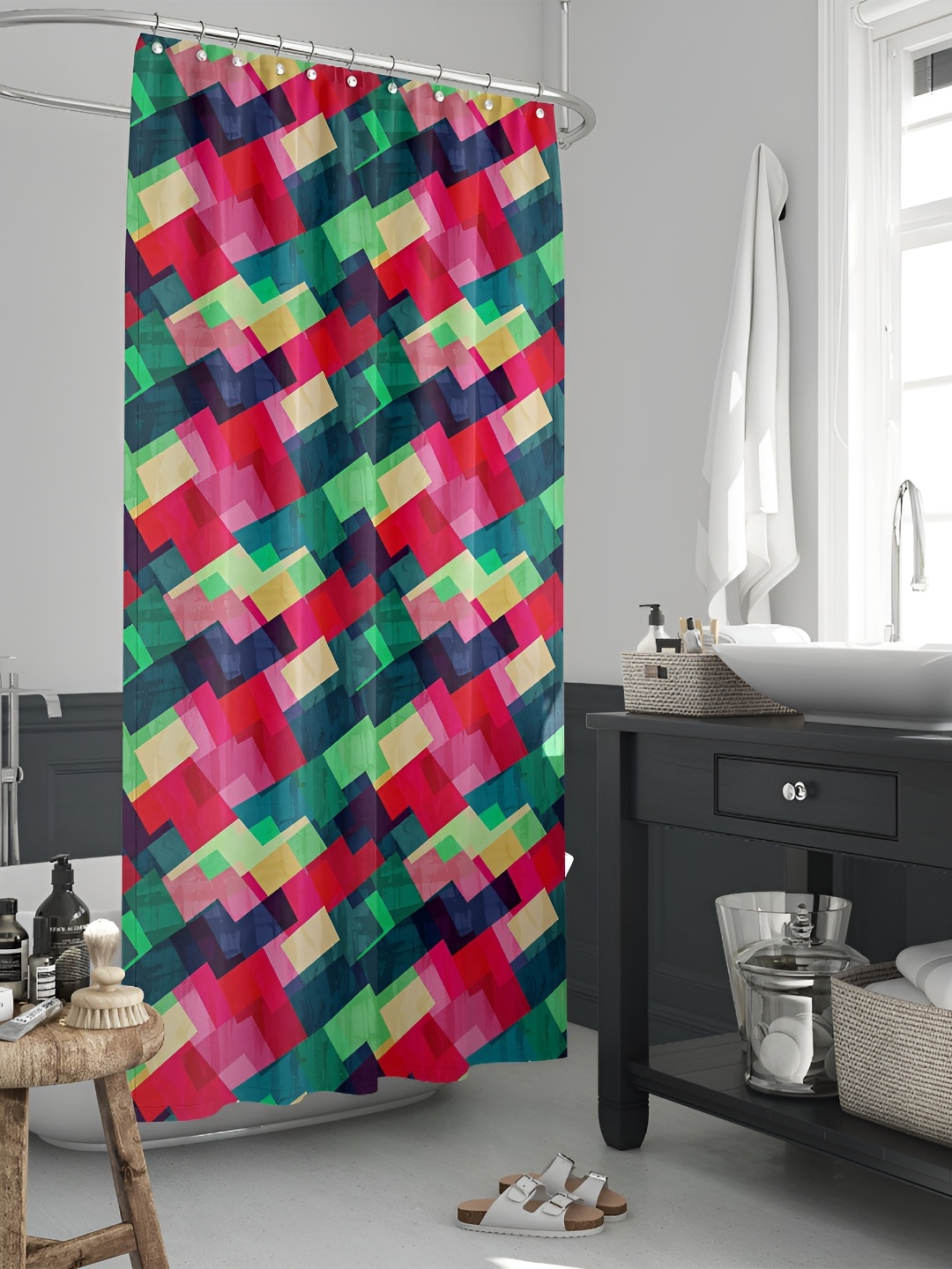 

ArtzFolio Red & Green Printed Waterproof Shower Curtains