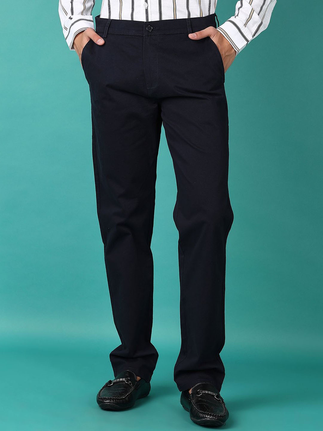 

V-Mart Men Mid-Rise Regular Fit Trousers, Blue