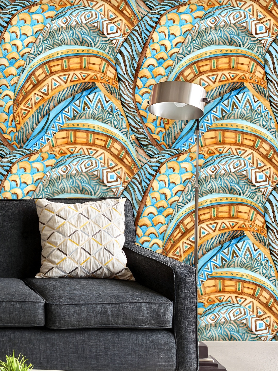 

ArtzFolio Printed UV-Resistant Anti-Bacterial Ethnic African Pattern Peel & Stick Wallpaper, Multi