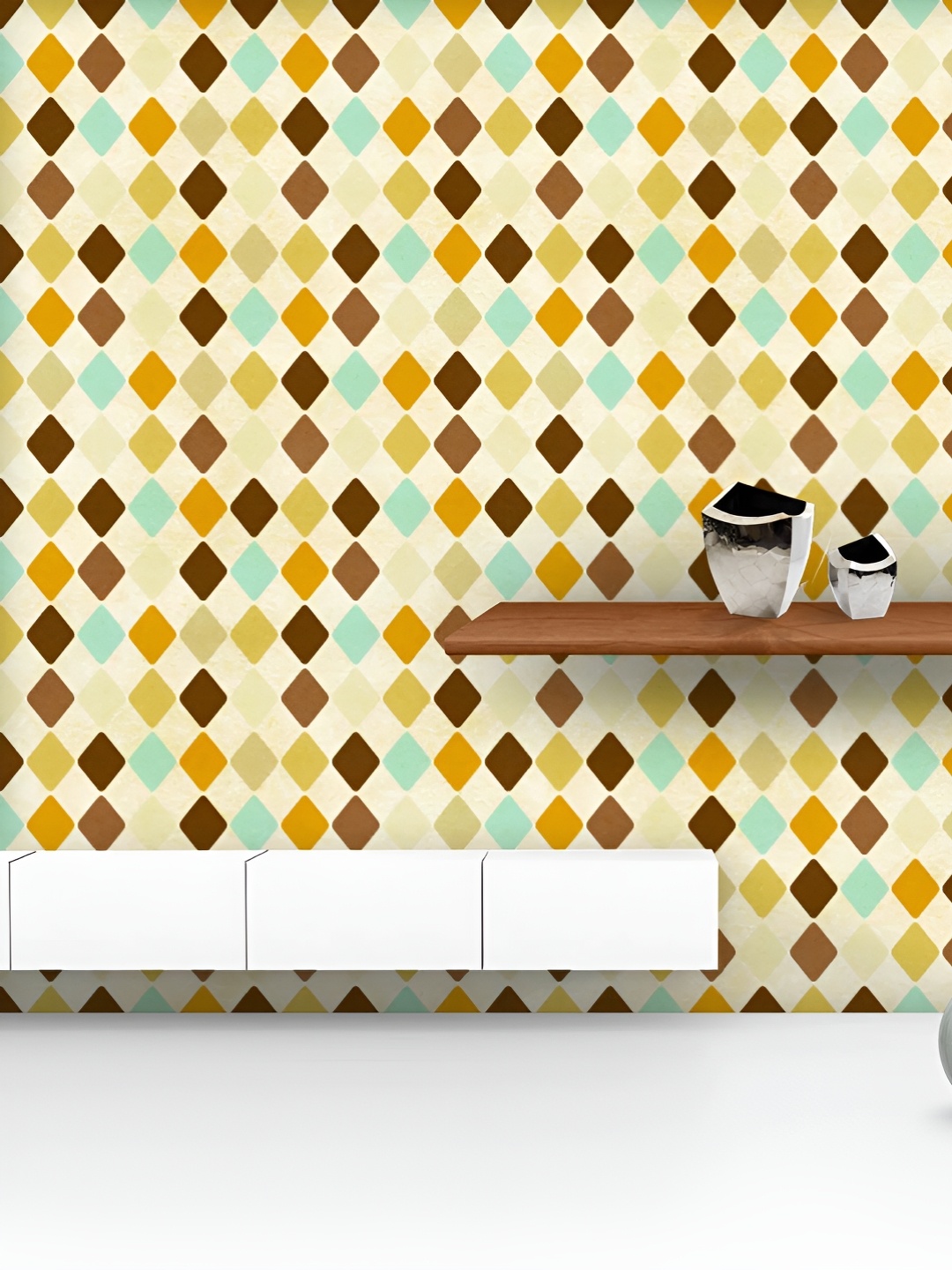 

ArtzFolio Printed UV-Resistant Anti-Bacterial Colorful Harlequin Peel & Stick Wallpaper, Multi