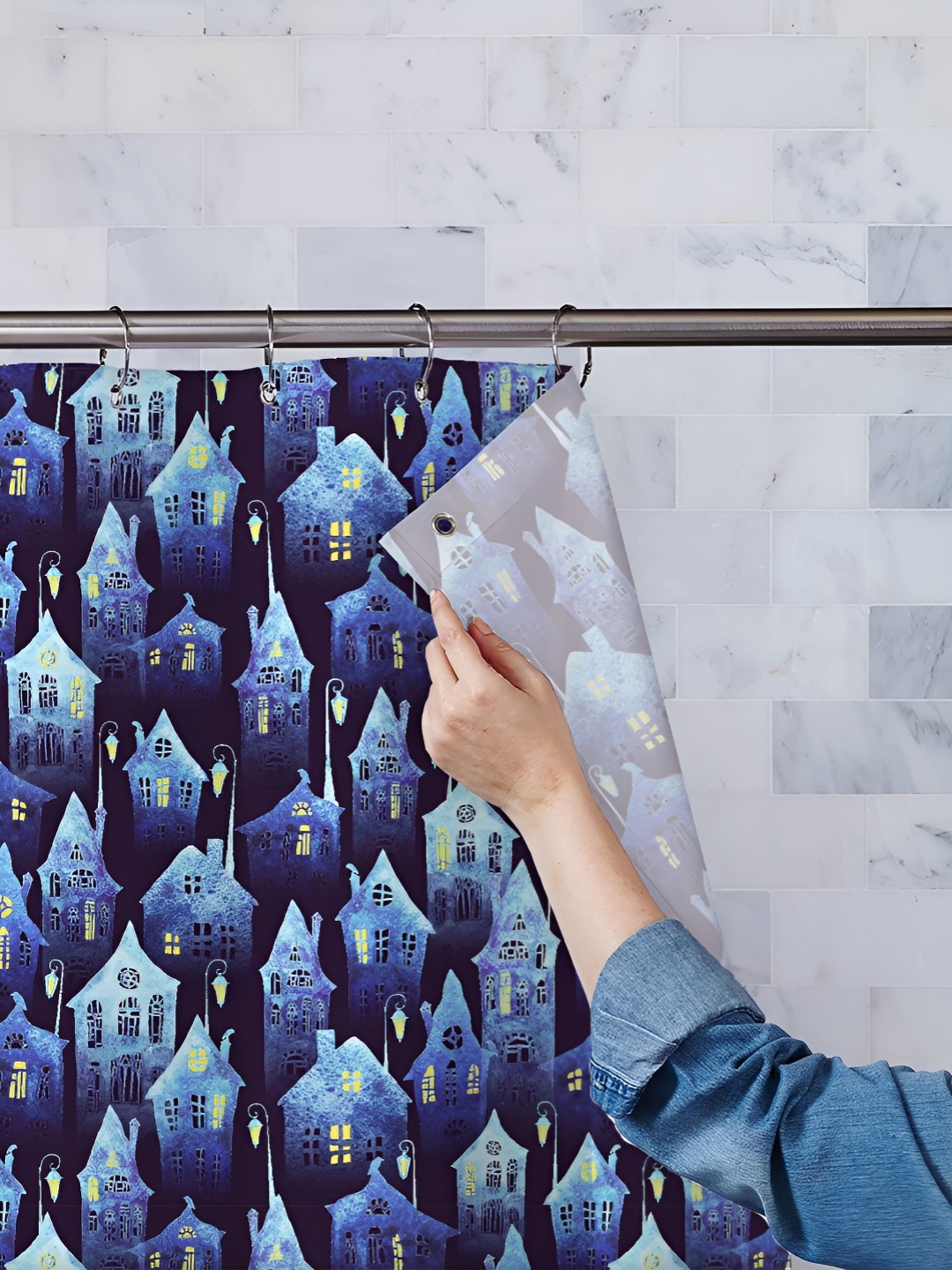 

ArtzFolio Single Piece Waterproof Polyester Shower Curtain, Multi