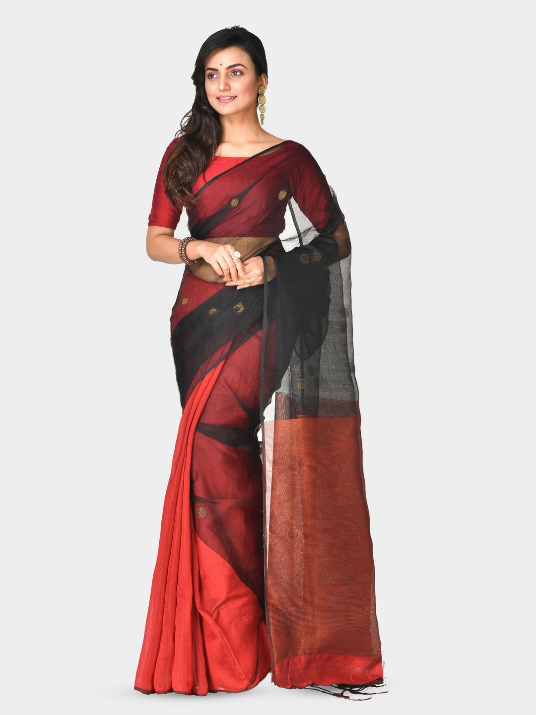 

Crochetin Woven Design Silk Blend Saree, Black