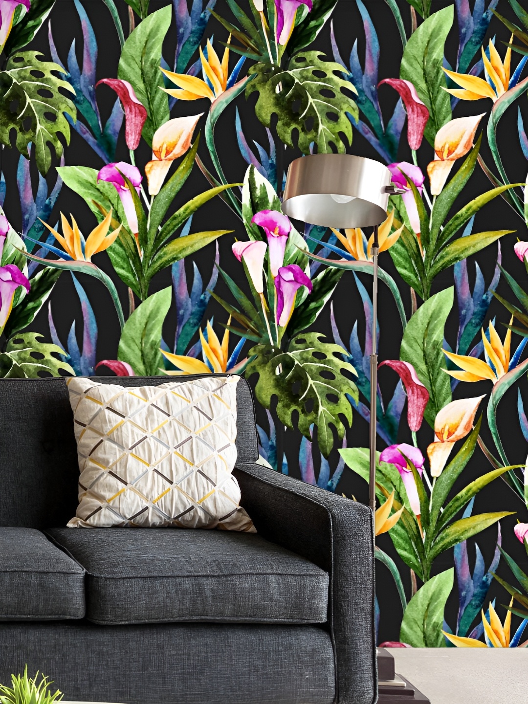 

ArtzFolio Printed UV-Resistant Anti-Bacterial Tropical Watercolor Flowers Peel & Stick Wallpaper, Multi