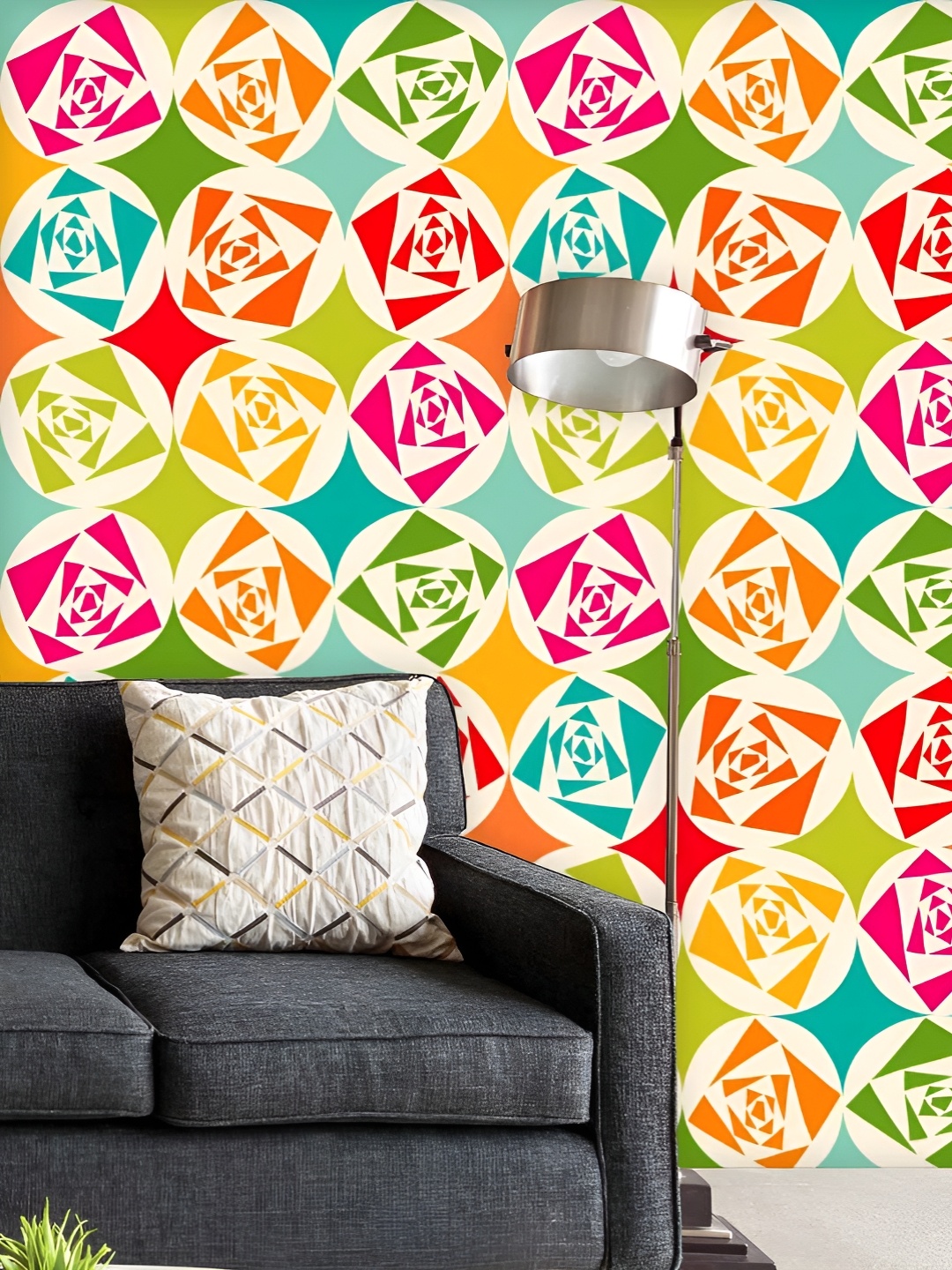 

ArtzFolio Printed UV-Resistant Anti-Bacterial Geometric Ornament Peel & Stick Wallpaper, Multi