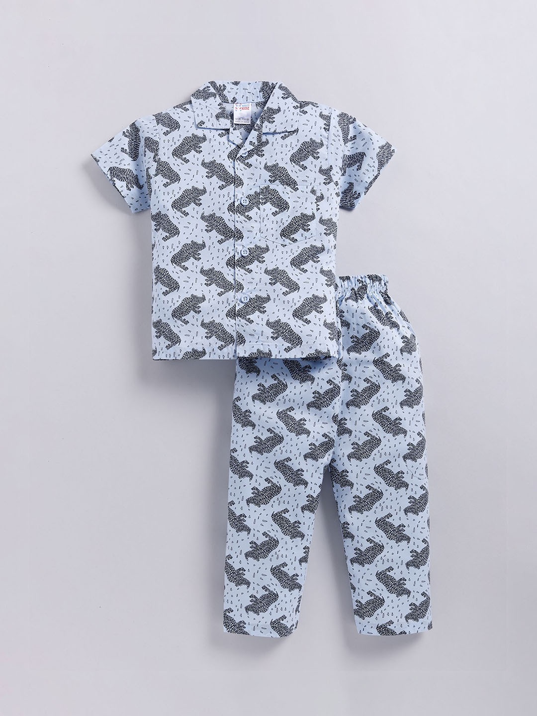 

NAUTI KIDZ Boys Printed Pure Cotton Night suit, Blue