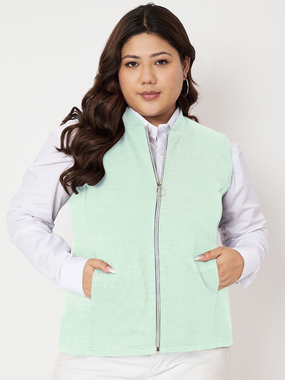 

BRINNS Plus Size Fleece Tailored Jacket, Green
