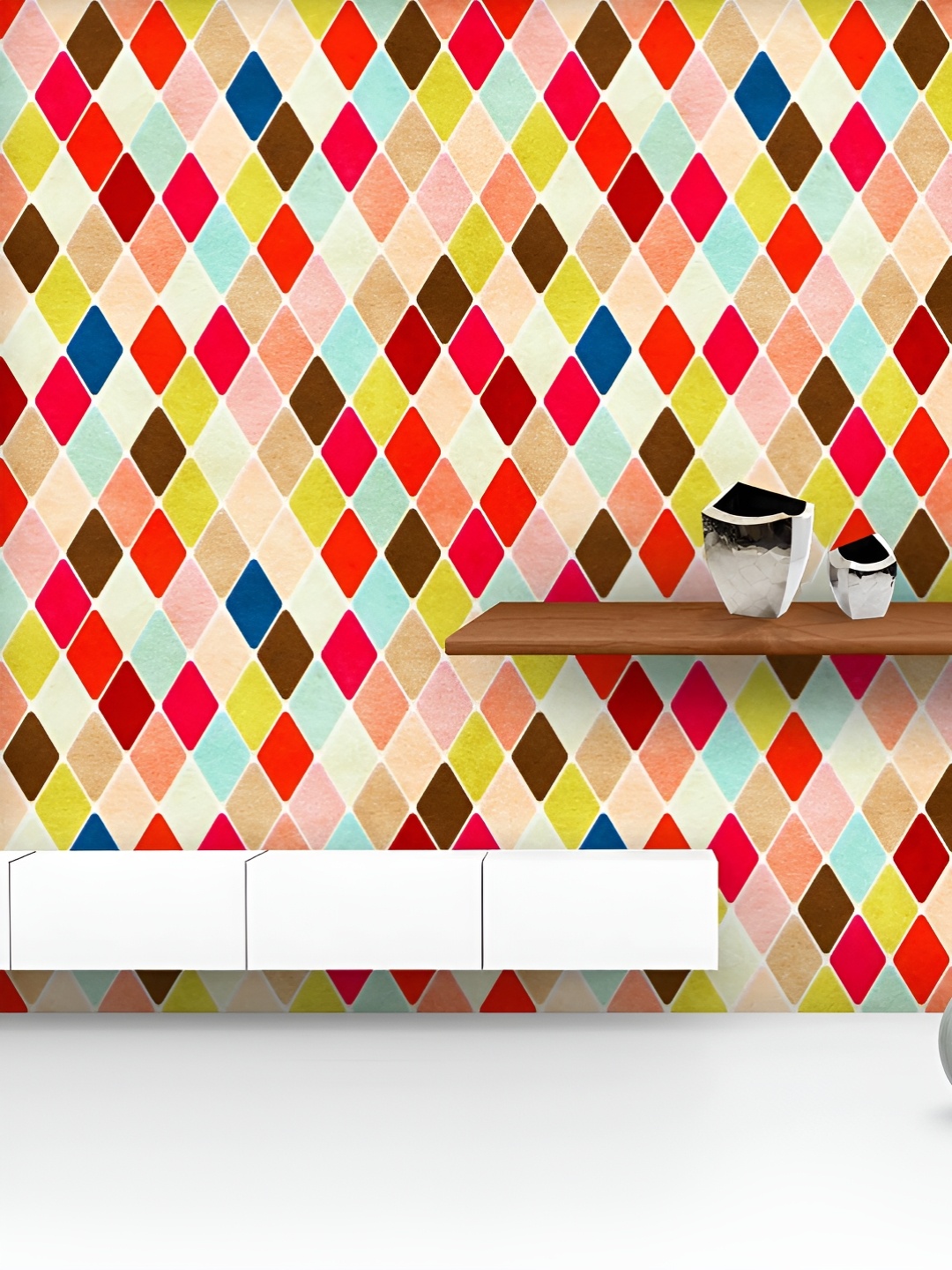 

ArtzFolio Printed UV-Resistant Anti-Bacterial Retro Harlequin Peel & Stick Wallpaper, Multi