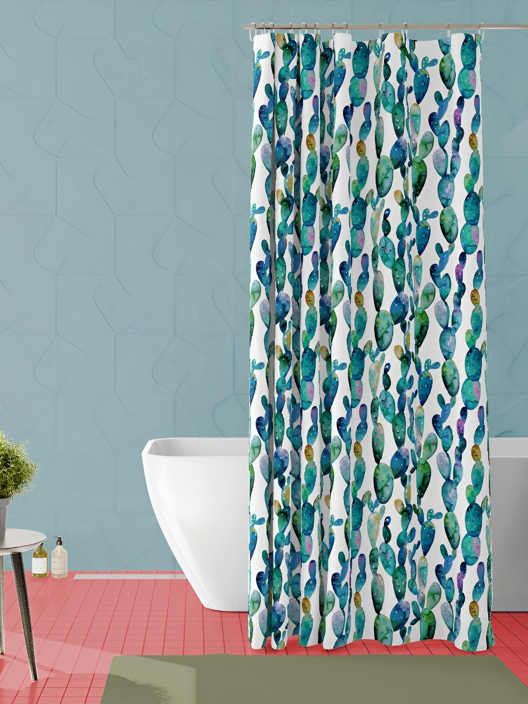 

ArtzFolio Green and White Abstract Printed Waterproof Shower Curtain
