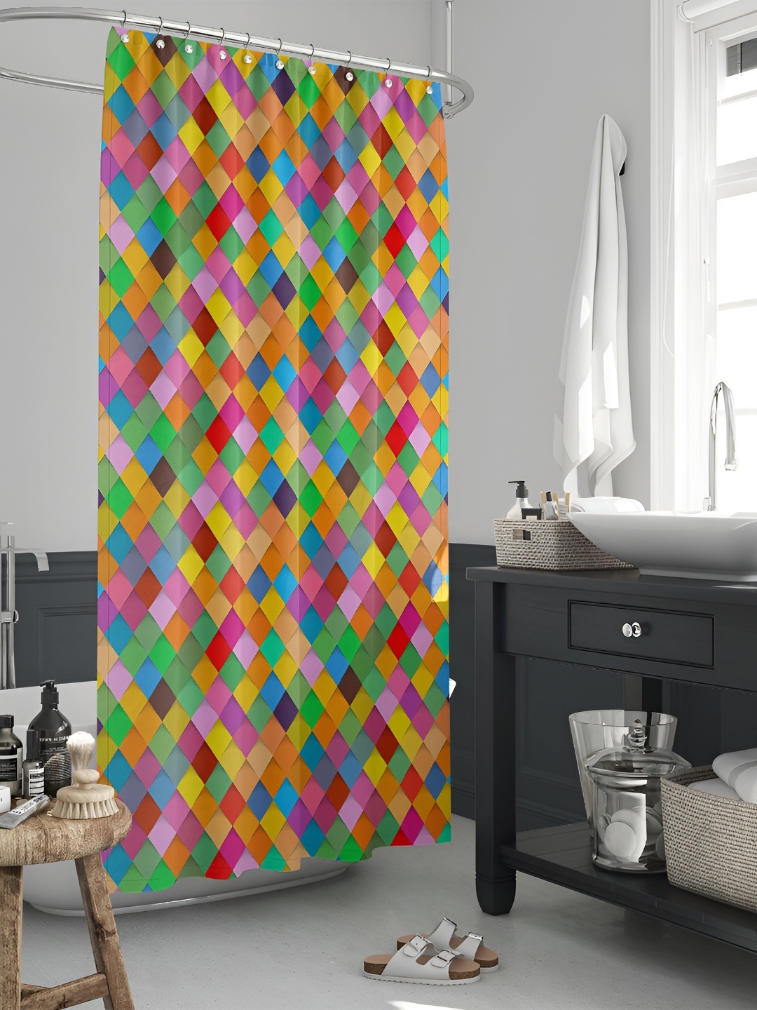 

ArtzFolio Single Piece Waterproof Polyester Shower Curtain, Multi