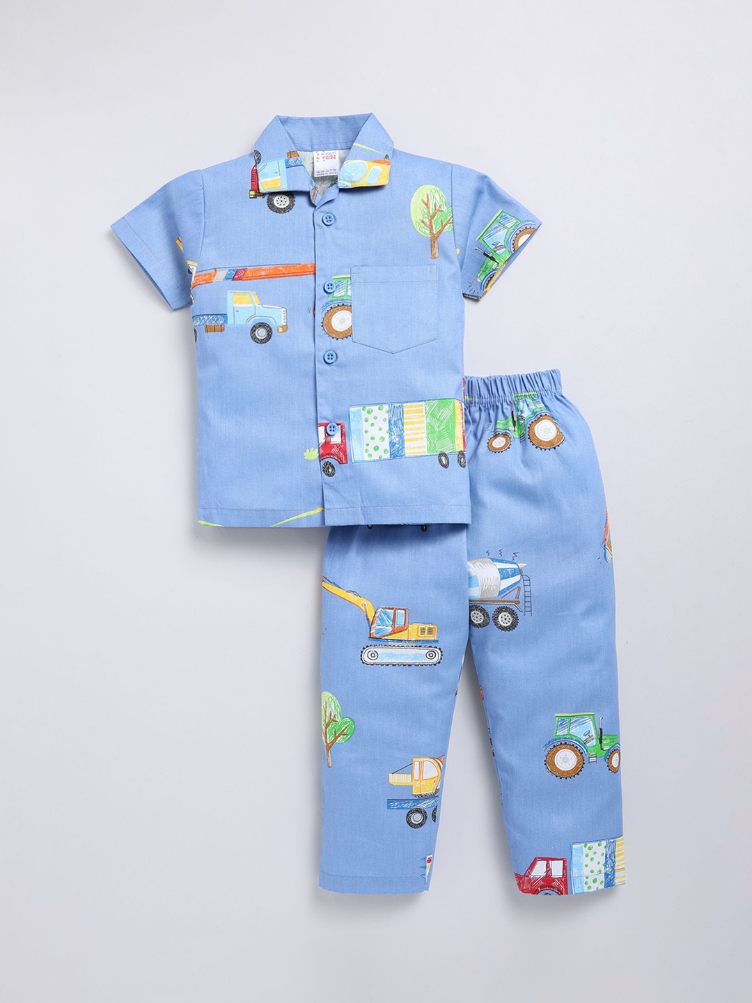 

NAUTI KIDZ Boys Printed Pure Cotton Night suit, Blue