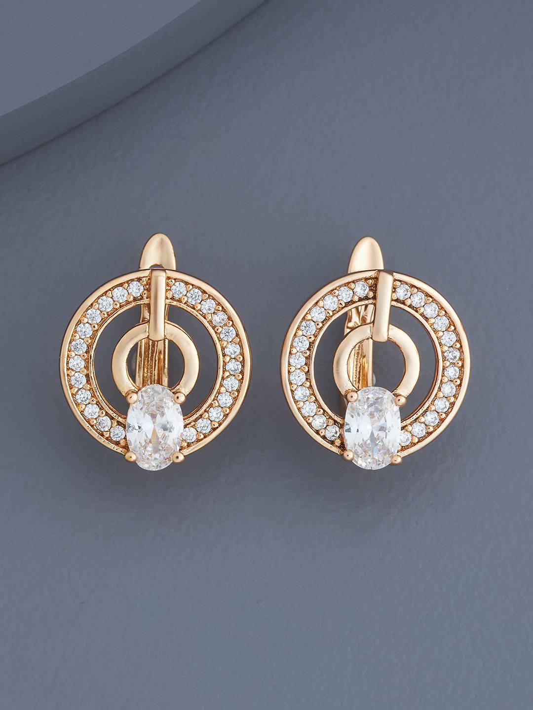 

Kushal's Fashion Jewellery Gold Plated Zircon Studded Circular Hoop Earrings