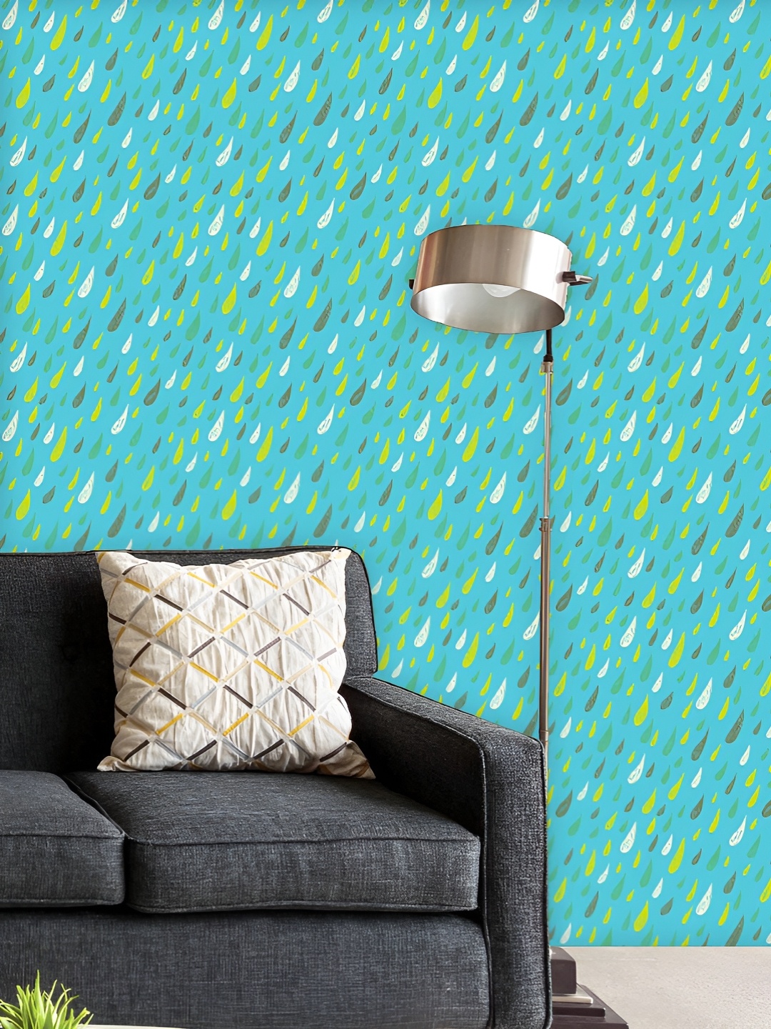 

ArtzFolio Printed UV-Resistant Anti-Bacterial Childish Colored Rains Peel & Stick Wallpaper, Multi