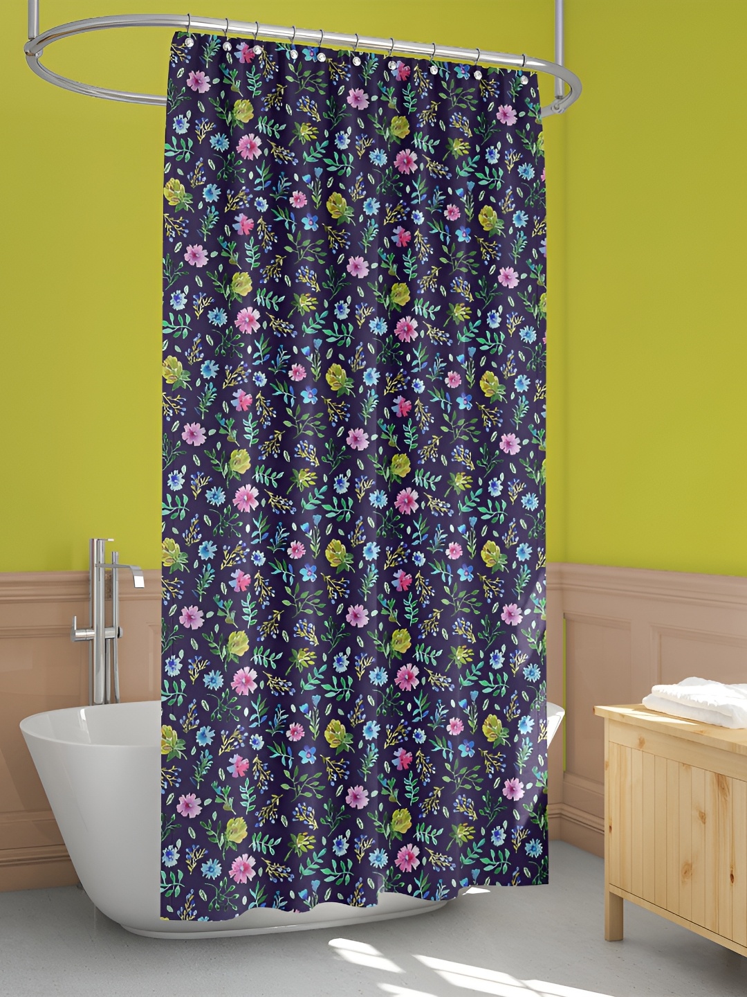 

ArtzFolio Blue & Pink Printed Waterproof Shower Curtain