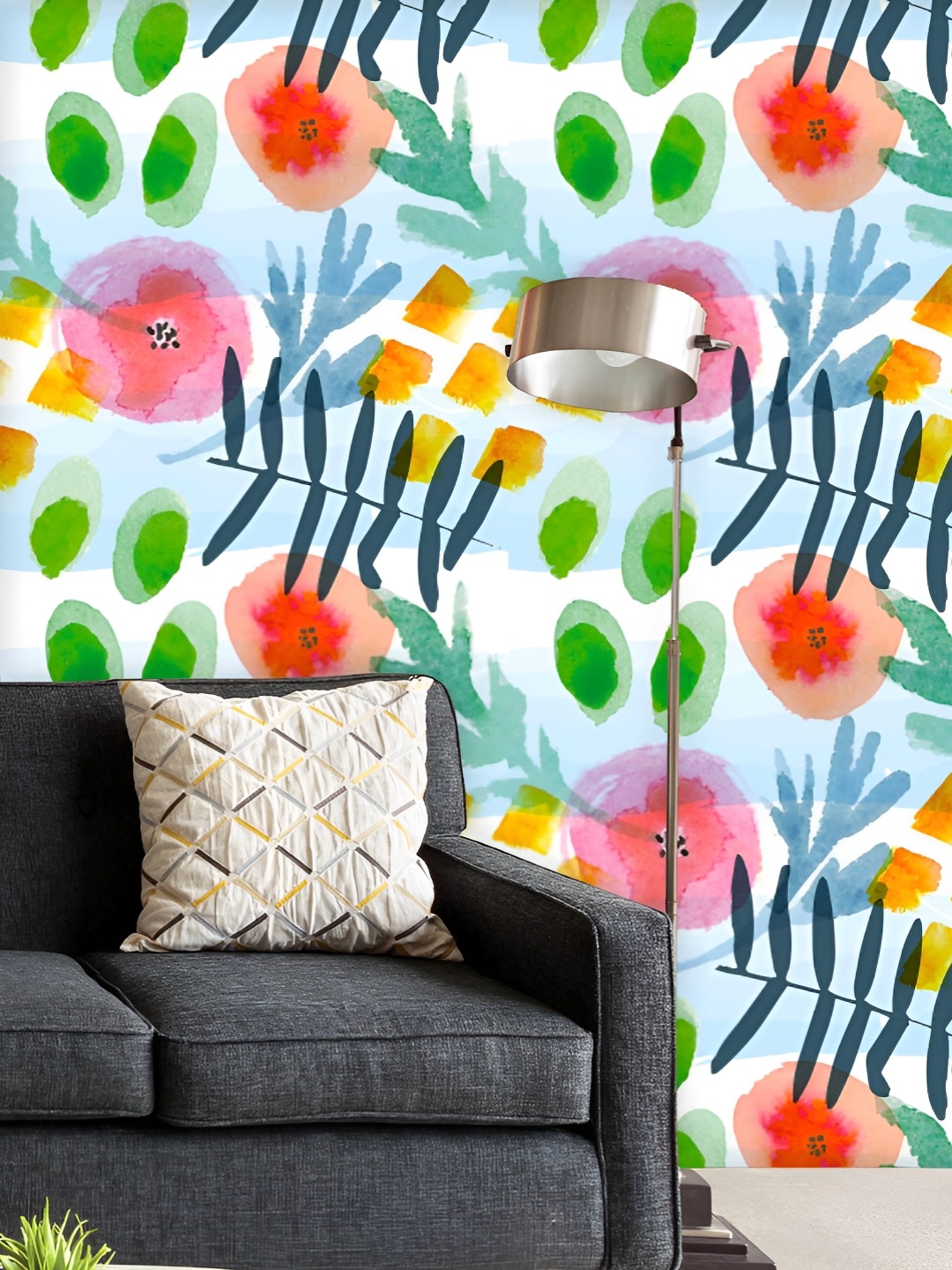 

ArtzFolio Printed UV-Resistant Anti-Bacterial Modern Floral Art Peel & Stick Wallpaper, Multi