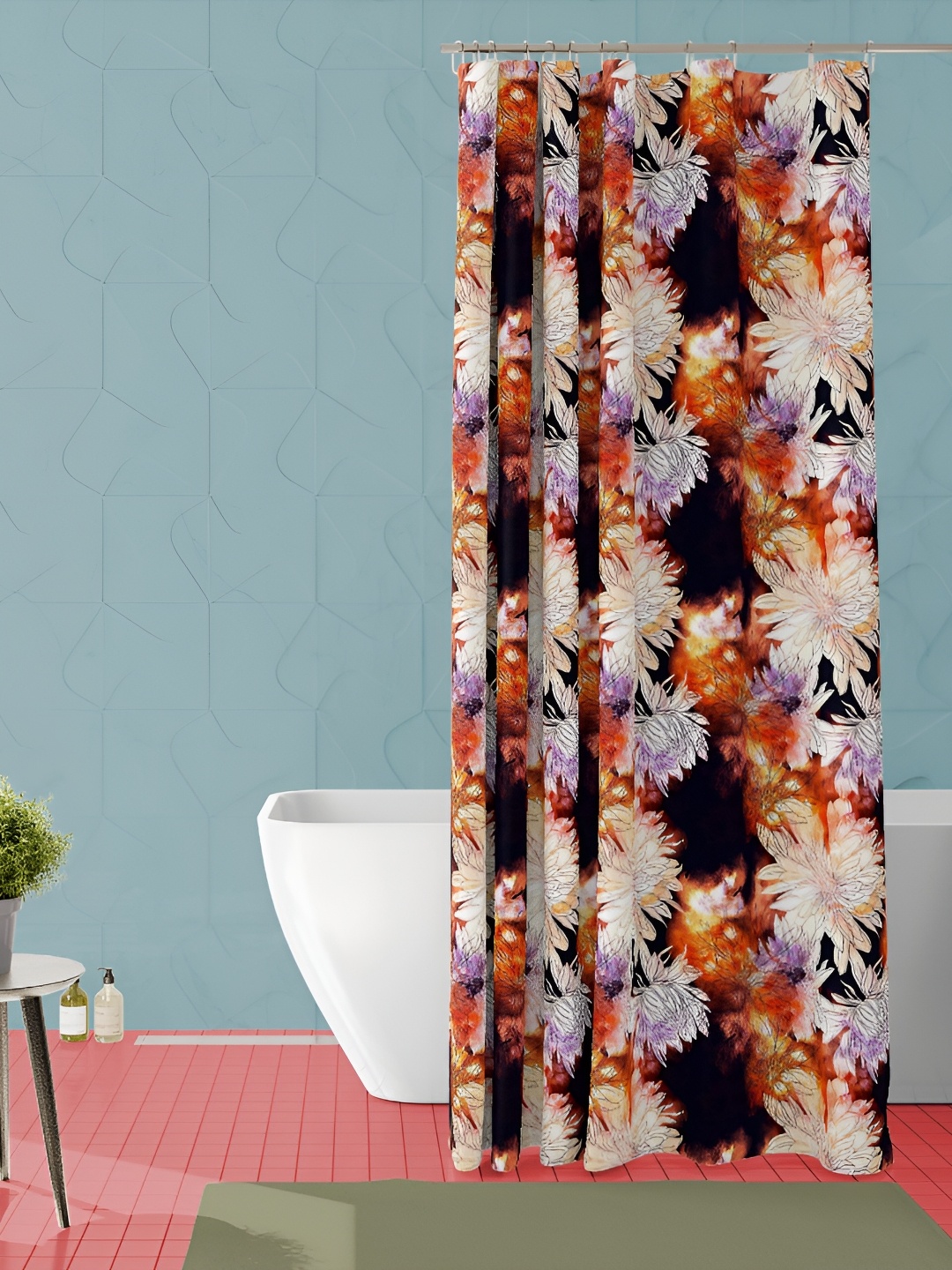 

ArtzFolio Orange & Black Printed Waterproof Shower Curtain
