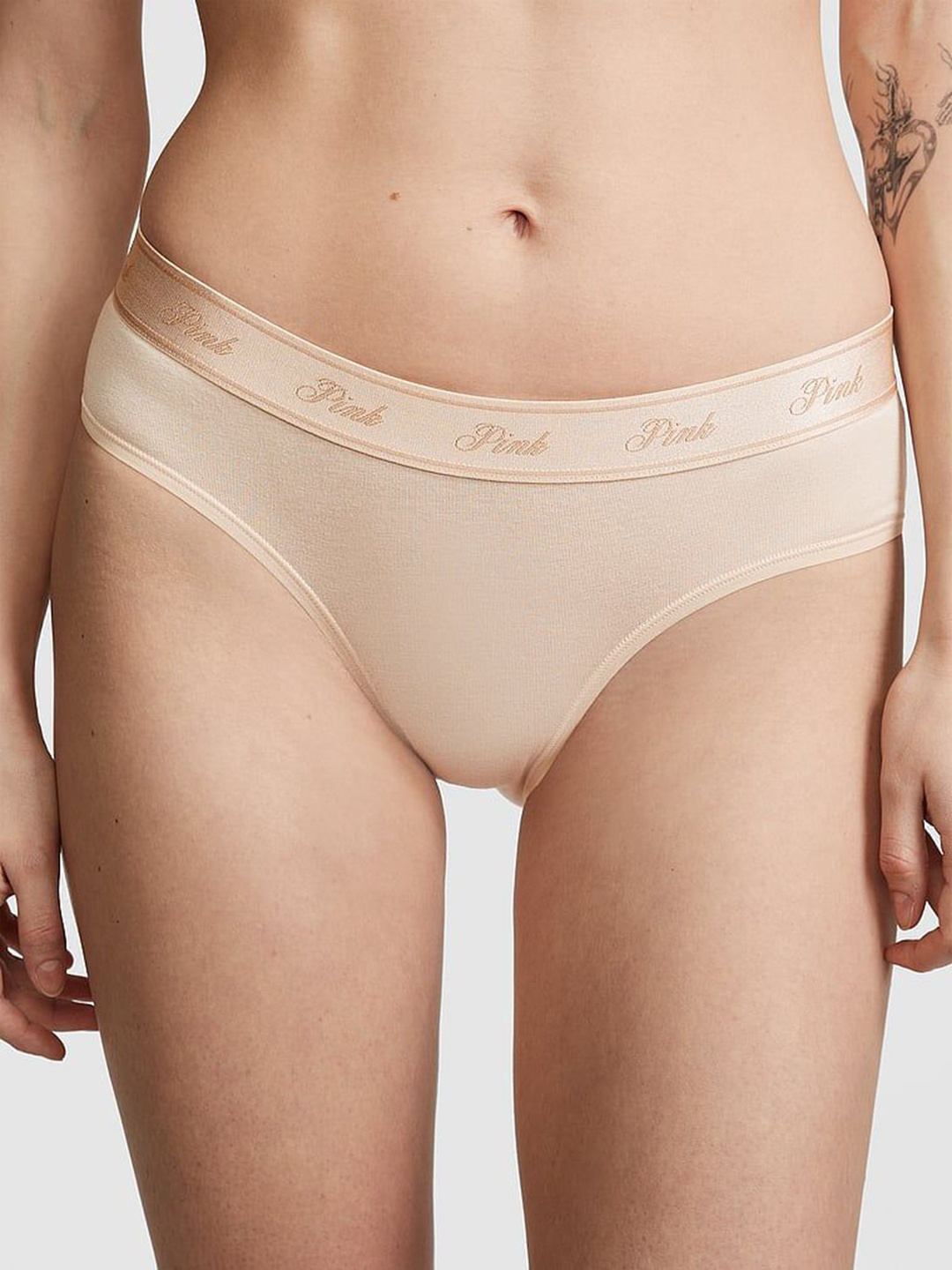 

Victoria's Secret Women Logo Cotton Hiphugger Panty, Beige