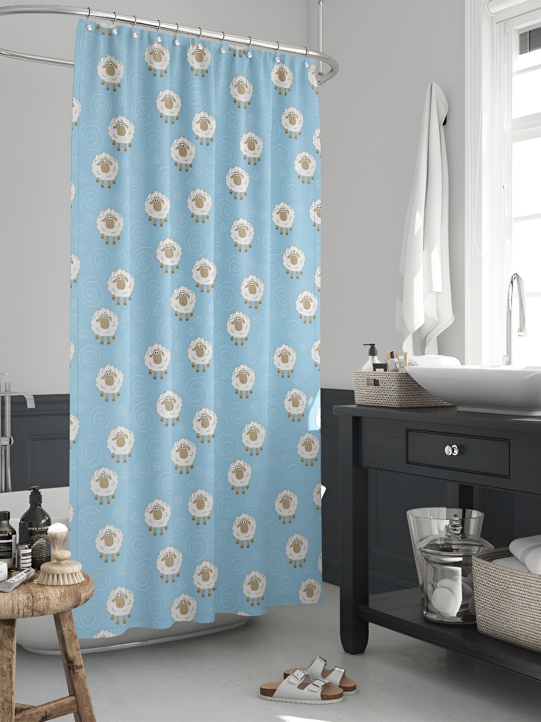 

ArtzFolio Blue & White Printed Waterproof Shower Curtains