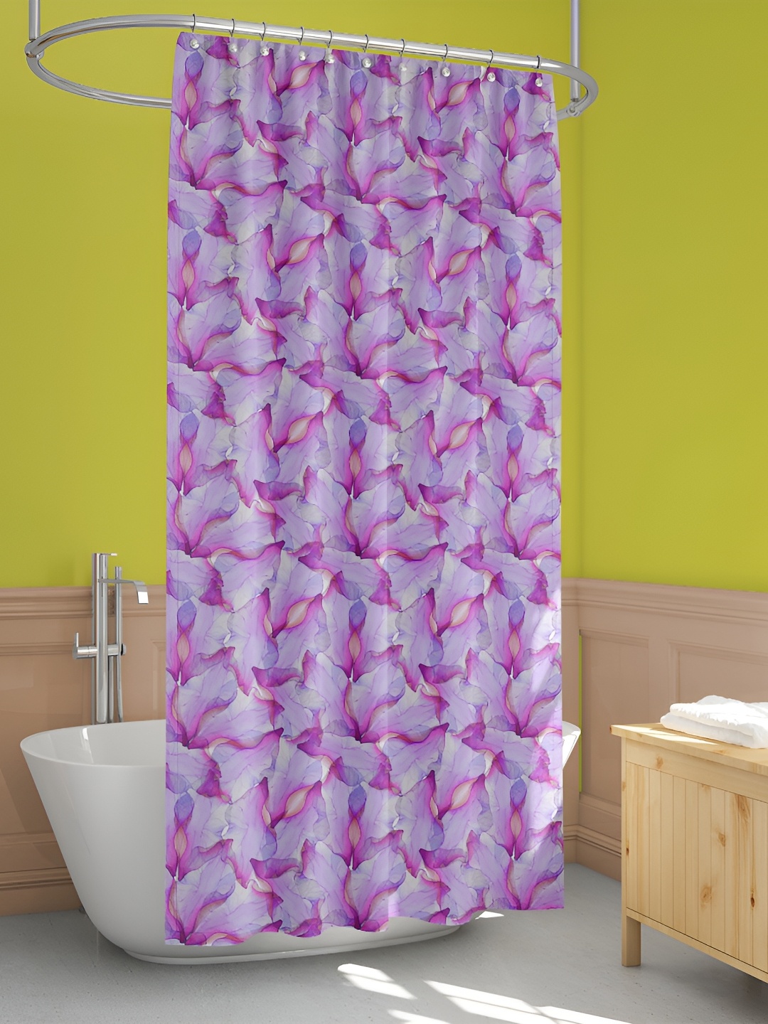 

ArtzFolio Purple & White Printed Waterproof Shower Curtain