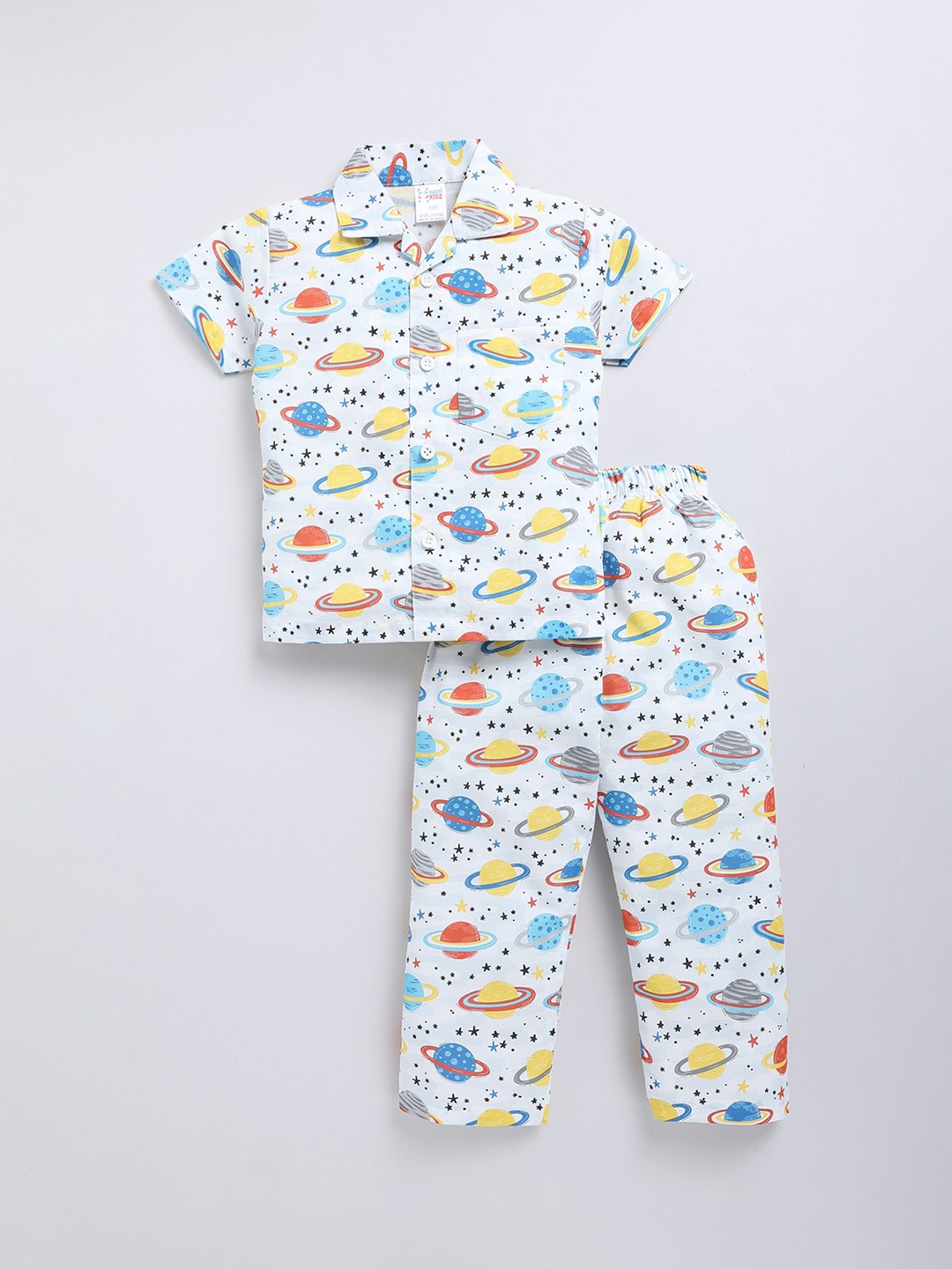 

NAUTI KIDZ Boys Printed Pure Cotton Night suit, White