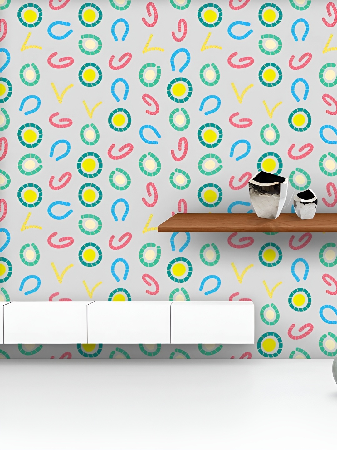 

ArtzFolio Printed UV-Resistant Anti-Bacterial Colorful Abstract Elements Peel & Stick Wallpaper, Multi