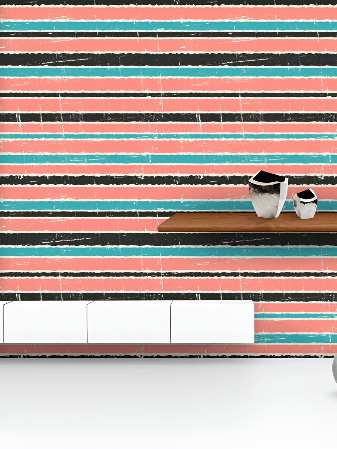 

ArtzFolio Printed UV-Resistant Anti-Bacterial Pastel Pink And Blue Lines Peel & Stick Wallpaper, Multi