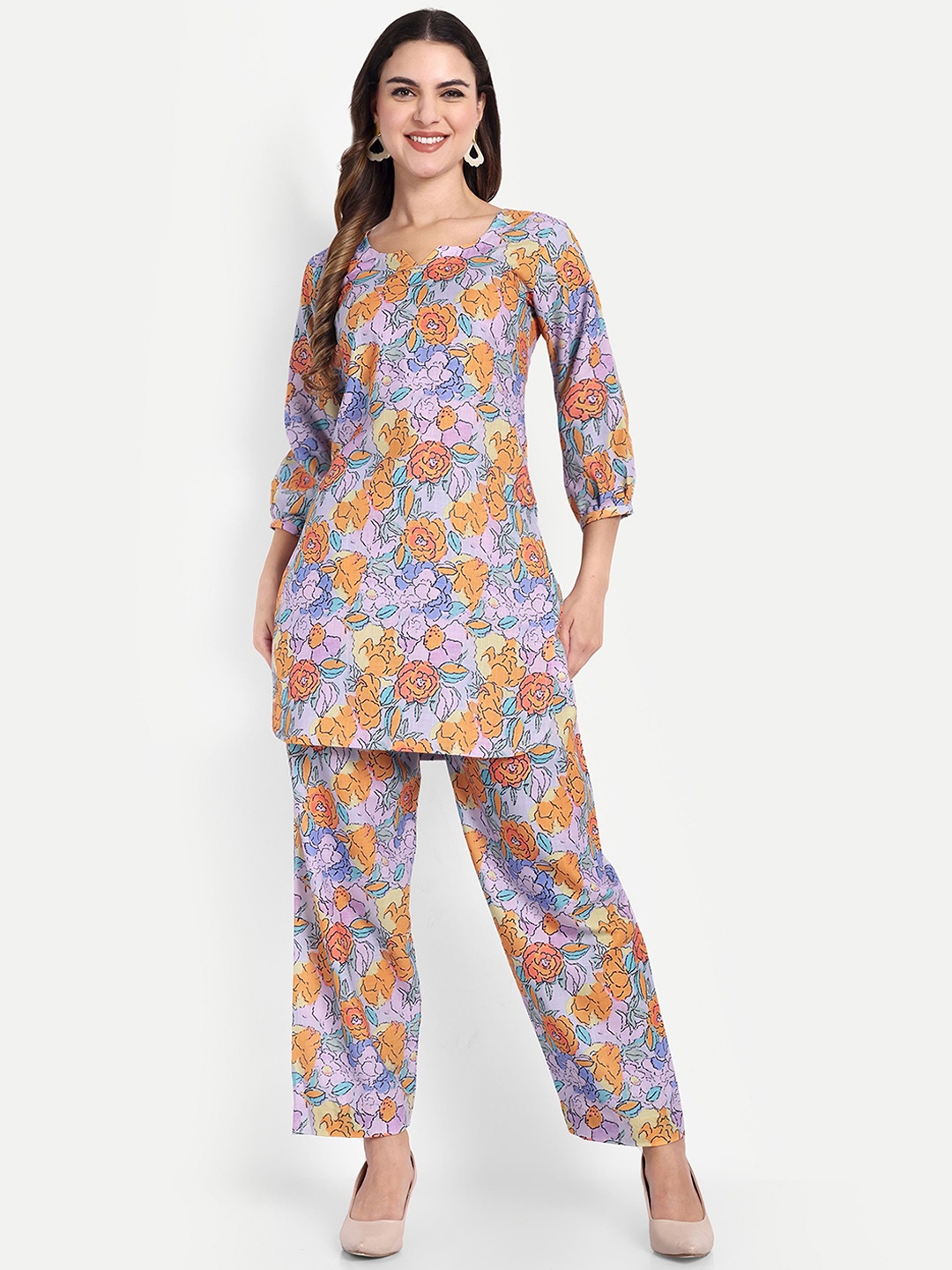 

TILISM Printed Pure Cotton Tunic & Trouser, Lavender