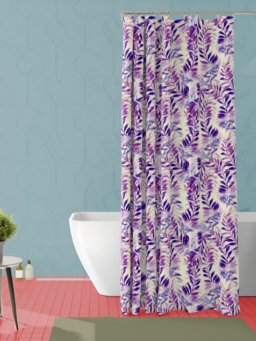 

ArtzFolio Purple and Beige Floral Printed Waterproof Shower Curtain