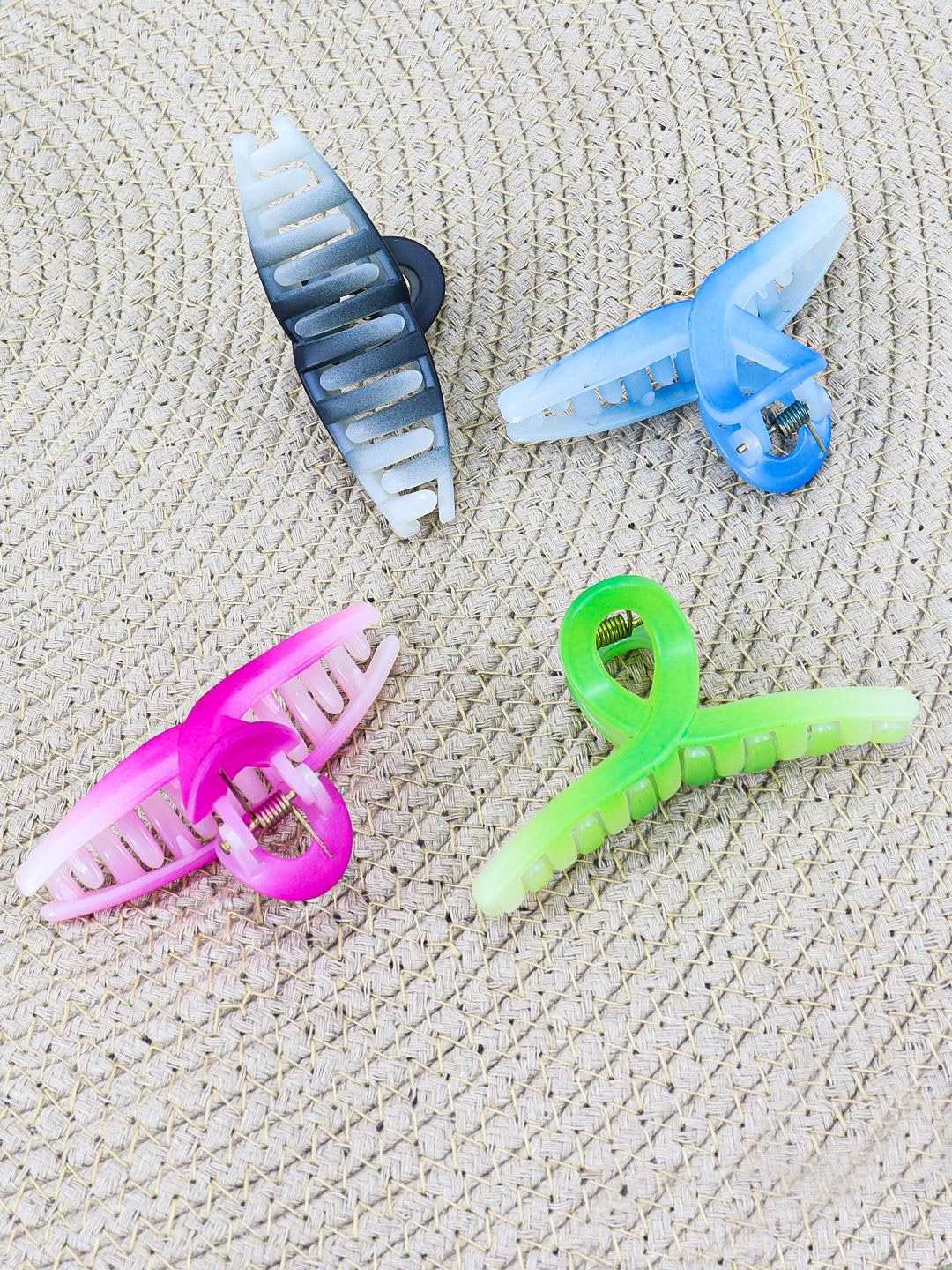 

KRENOZ Women Set of 4 Plastic Western Claw Clip, Pink