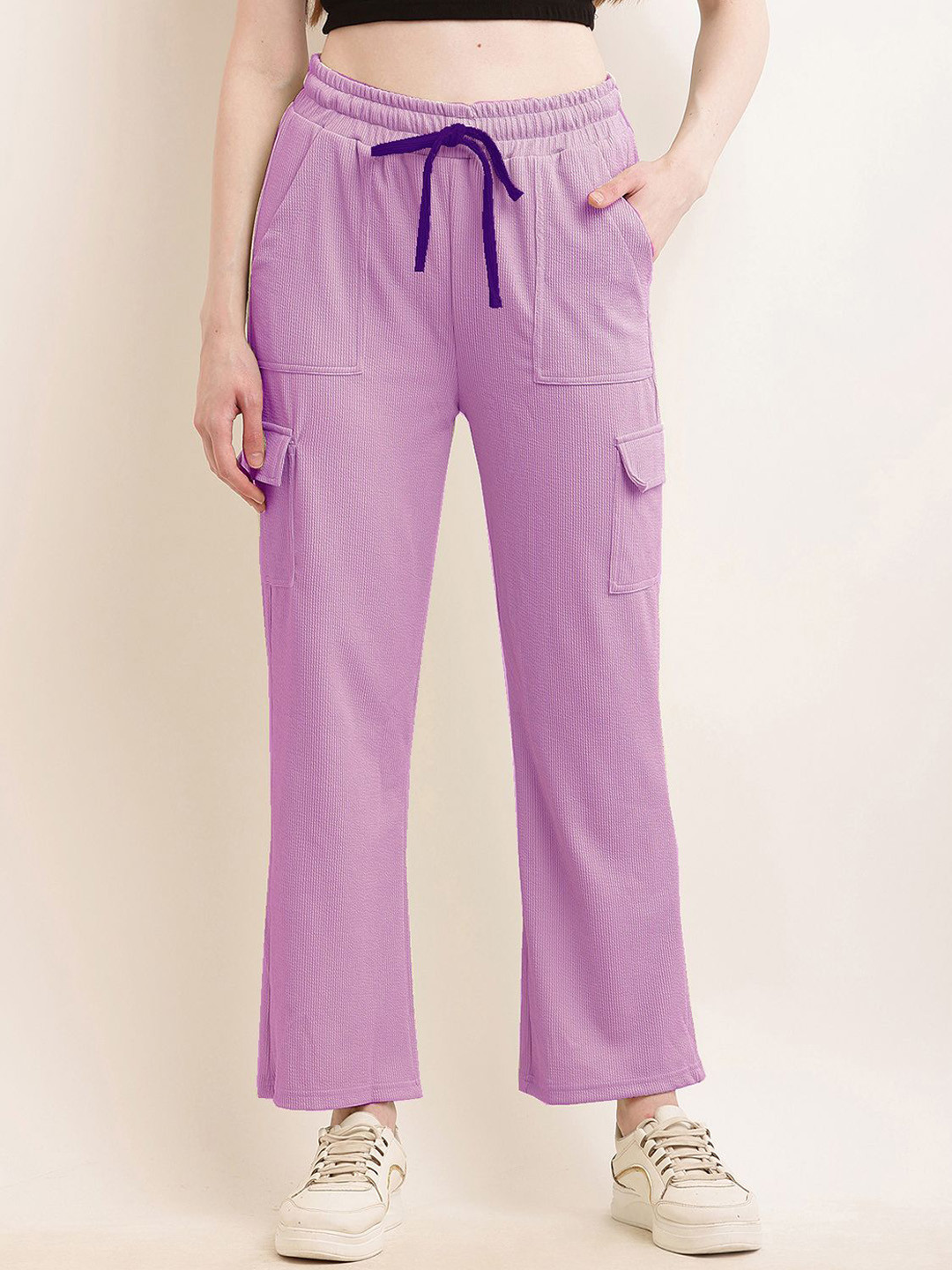 

BAESD Women Cotton Mid-Rise Track Casual Pants, Purple