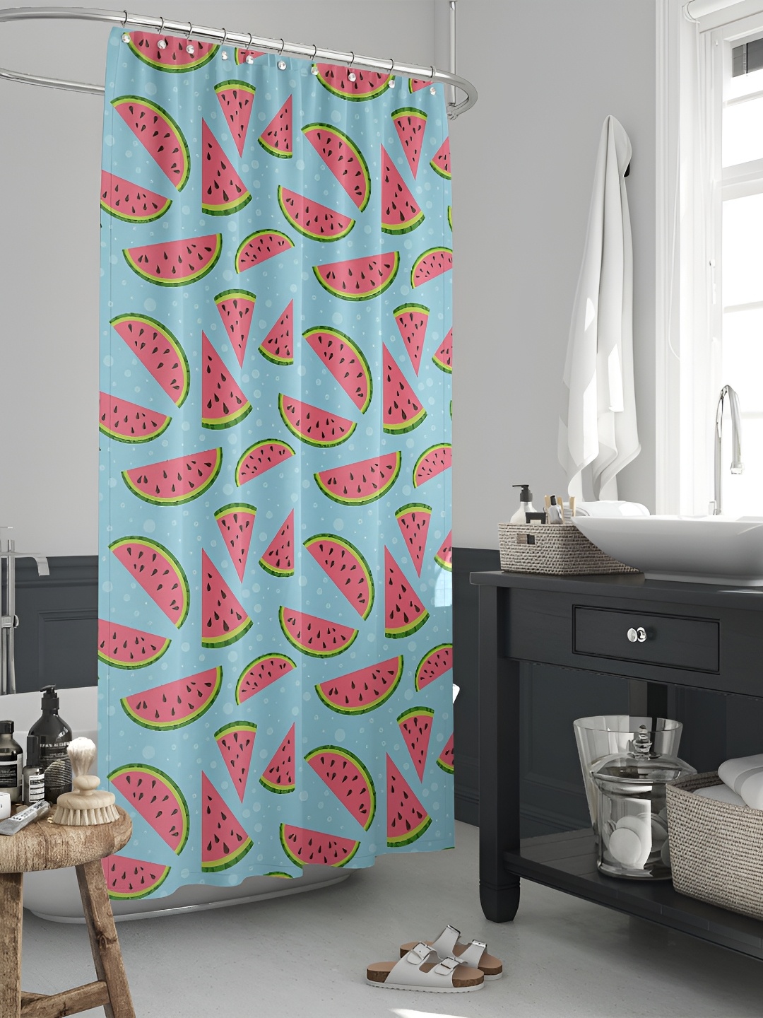 

ArtzFolio Blue & Green Printed Water Proof Shower Curtain