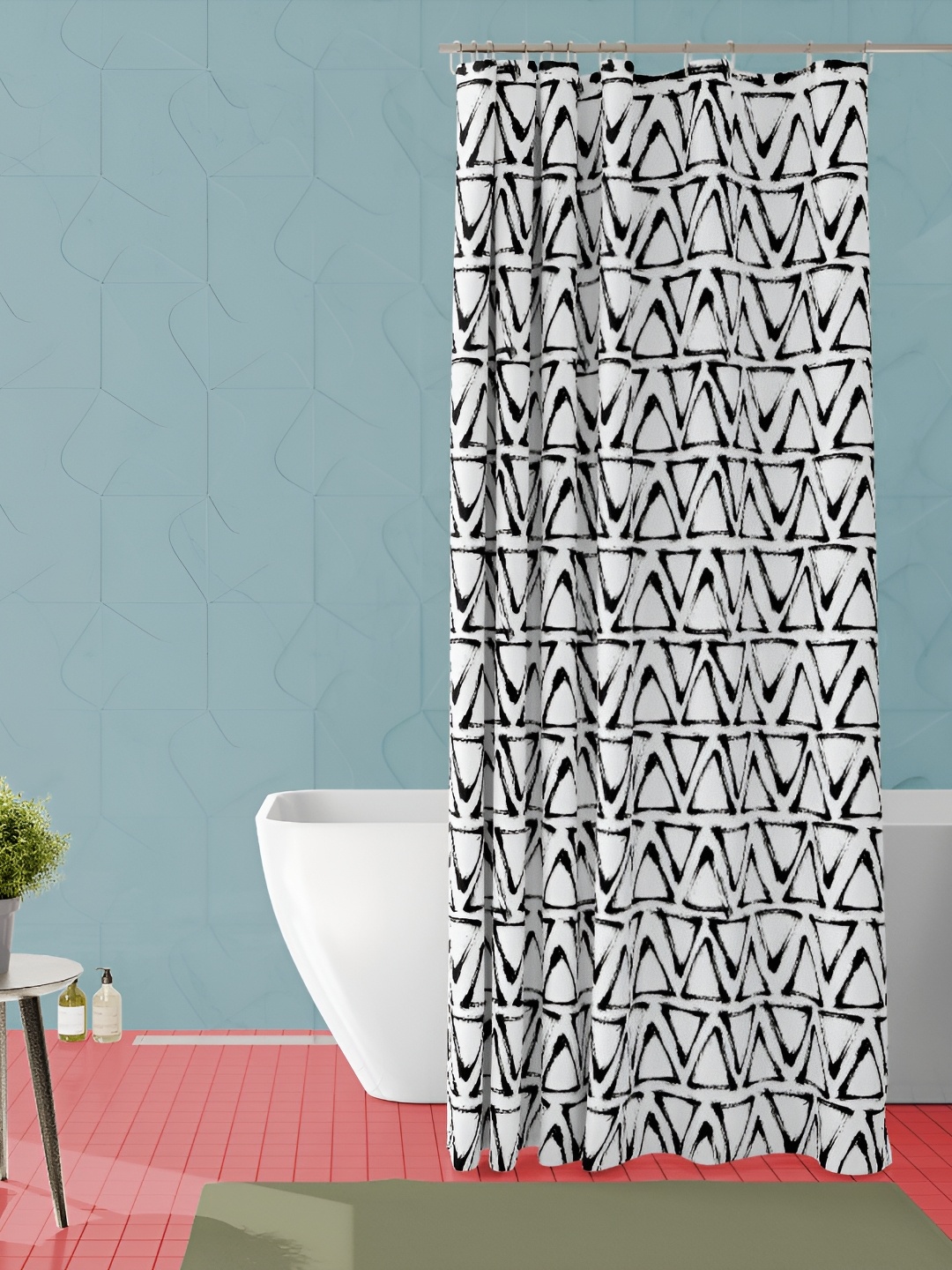 

ArtzFolio White & Black Geometric Printed Waterproof Shower Curtain