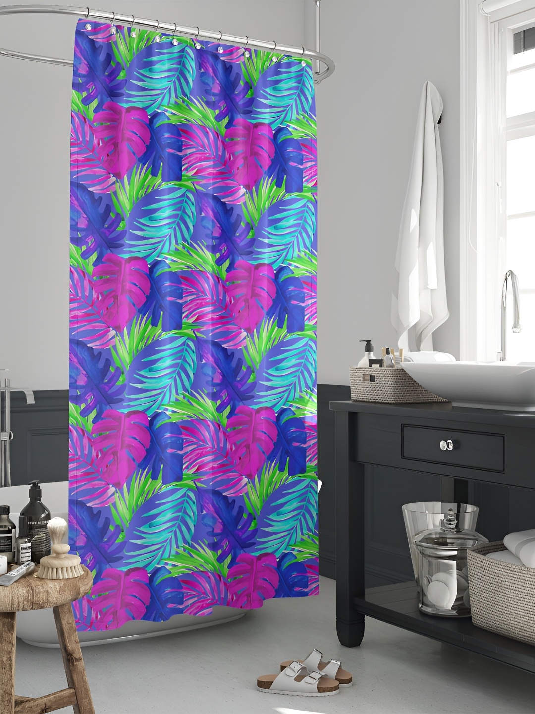 

ArtzFolio Blue Printed Waterproof Polyester Shower Curtain