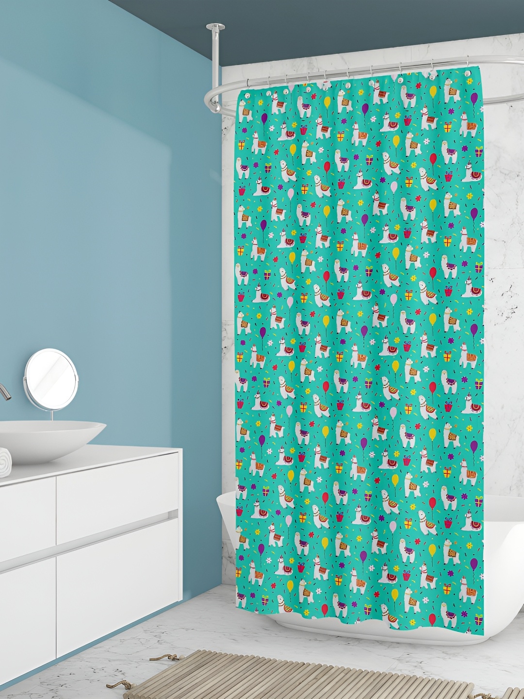 

ArtzFolio Single Piece Waterproof Polyester Shower Curtain, Multi