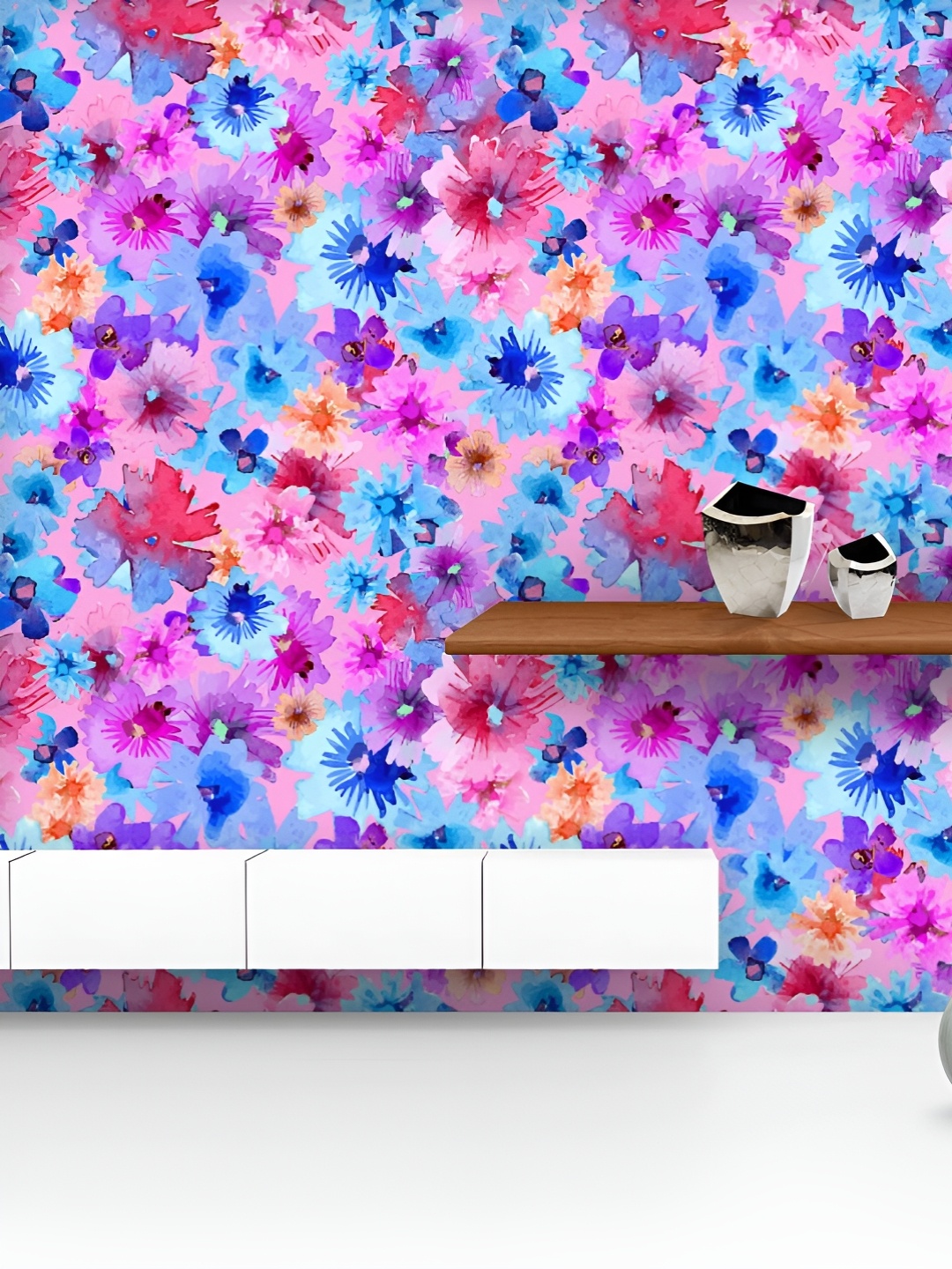 

ArtzFolio Printed UV-Resistant Anti-Bacterial Abstract Watercolor Flower Peel & Stick Wallpaper, Multi