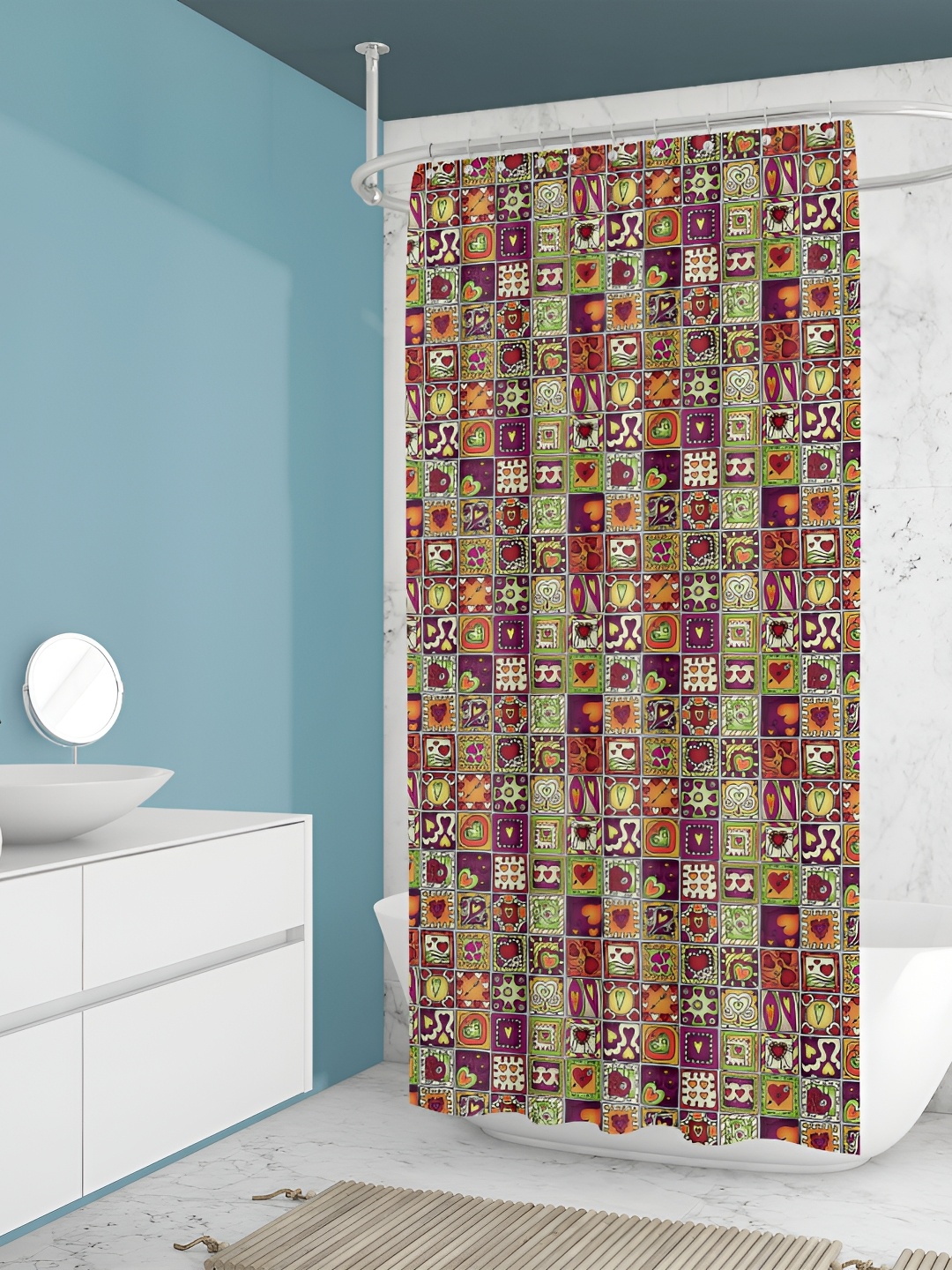 

ArtzFolio Green & Purple Ethnic Motifs Waterproof Shower Curtain