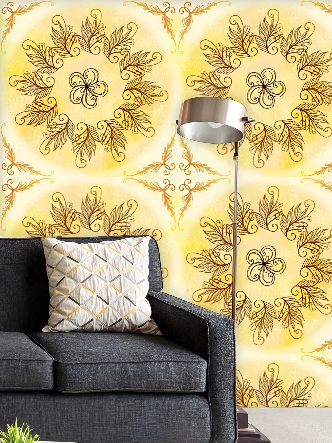 

ArtzFolio Printed UV-Resistant Anti-Bacterial Ethnic Circular Ornament Peel & Stick Wallpaper, Multi