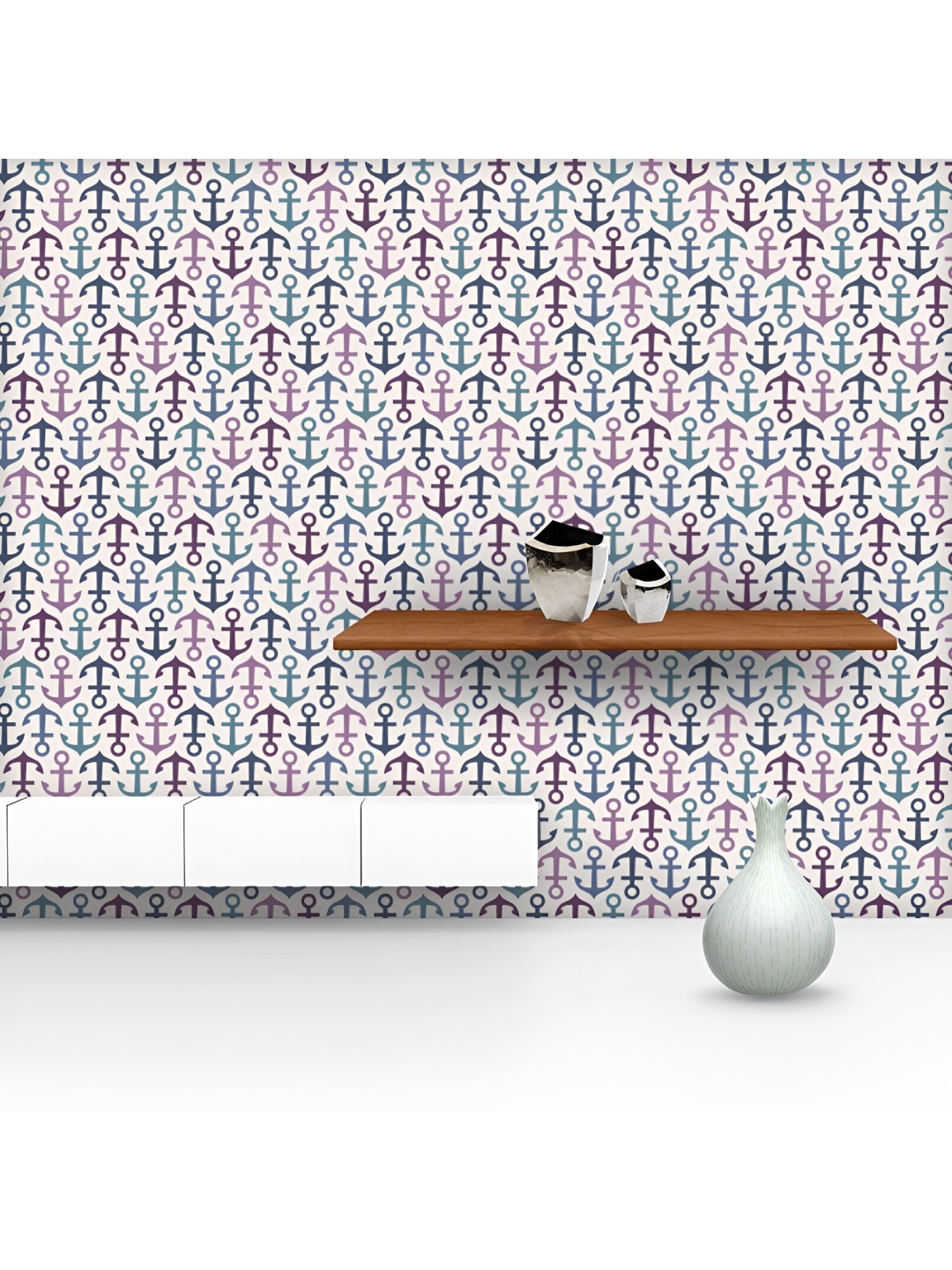 

ArtzFolio Printed UV-Resistant Anti-Bacterial Anchors Up Down Peel & Stick Wallpaper, Multi