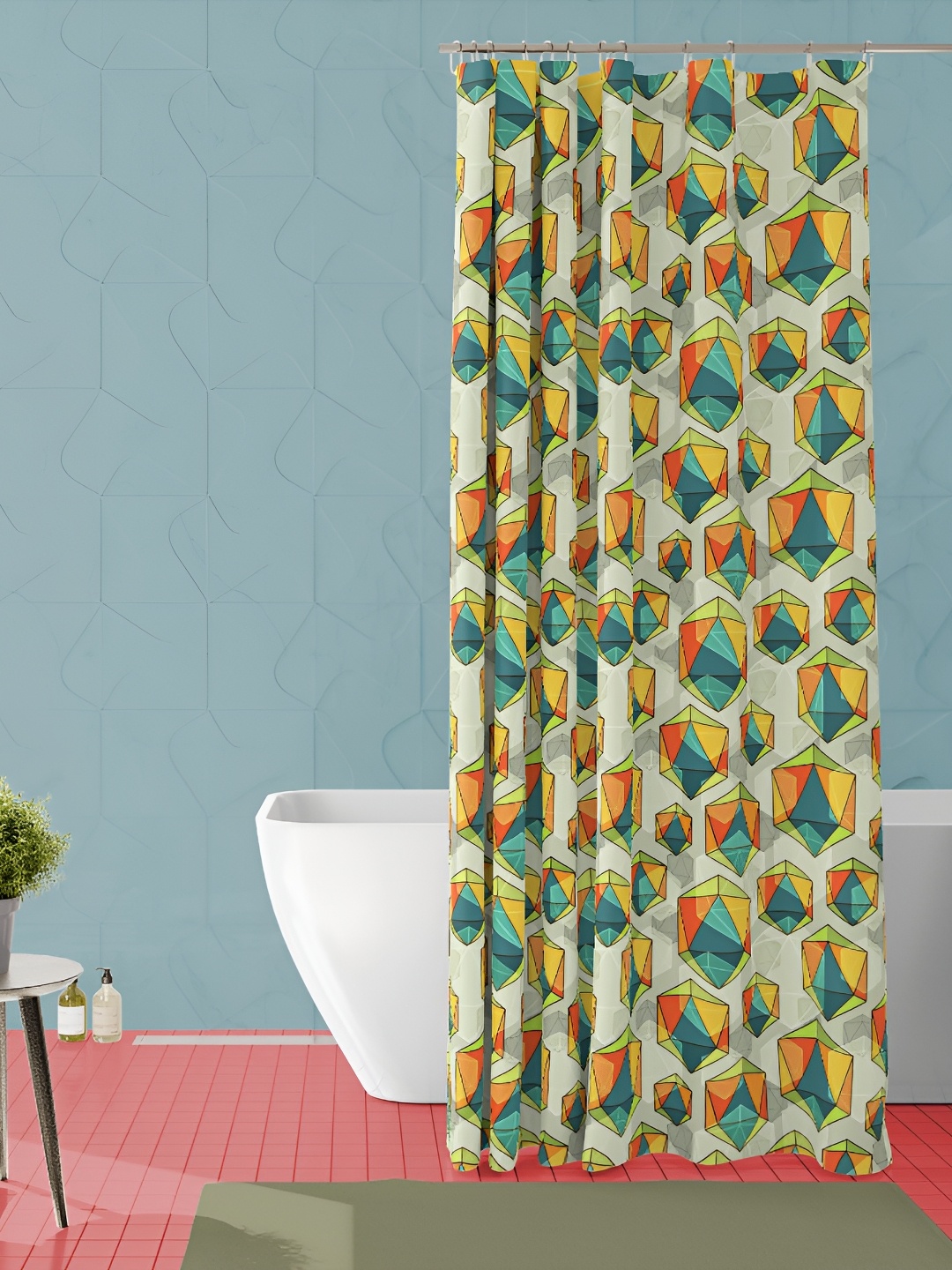 

ArtzFolio Green & Red Printed WaterProof Shower Curtain