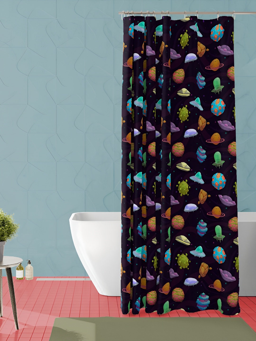 

ArtzFolio Black & Purple Printed Waterproof Shower Curtain
