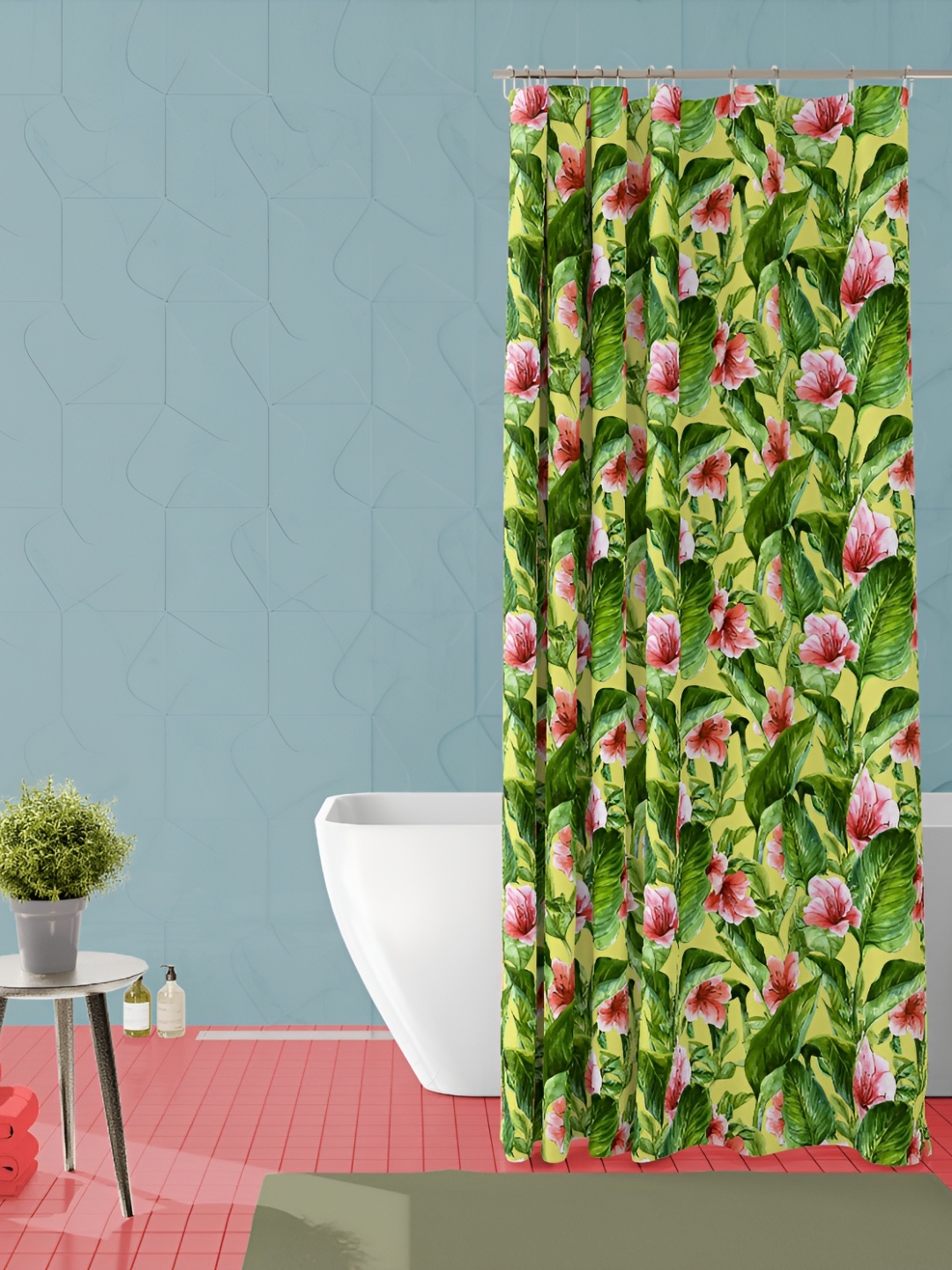 

ArtzFolio Green & Yellow Printed Waterproof Shower Curtain
