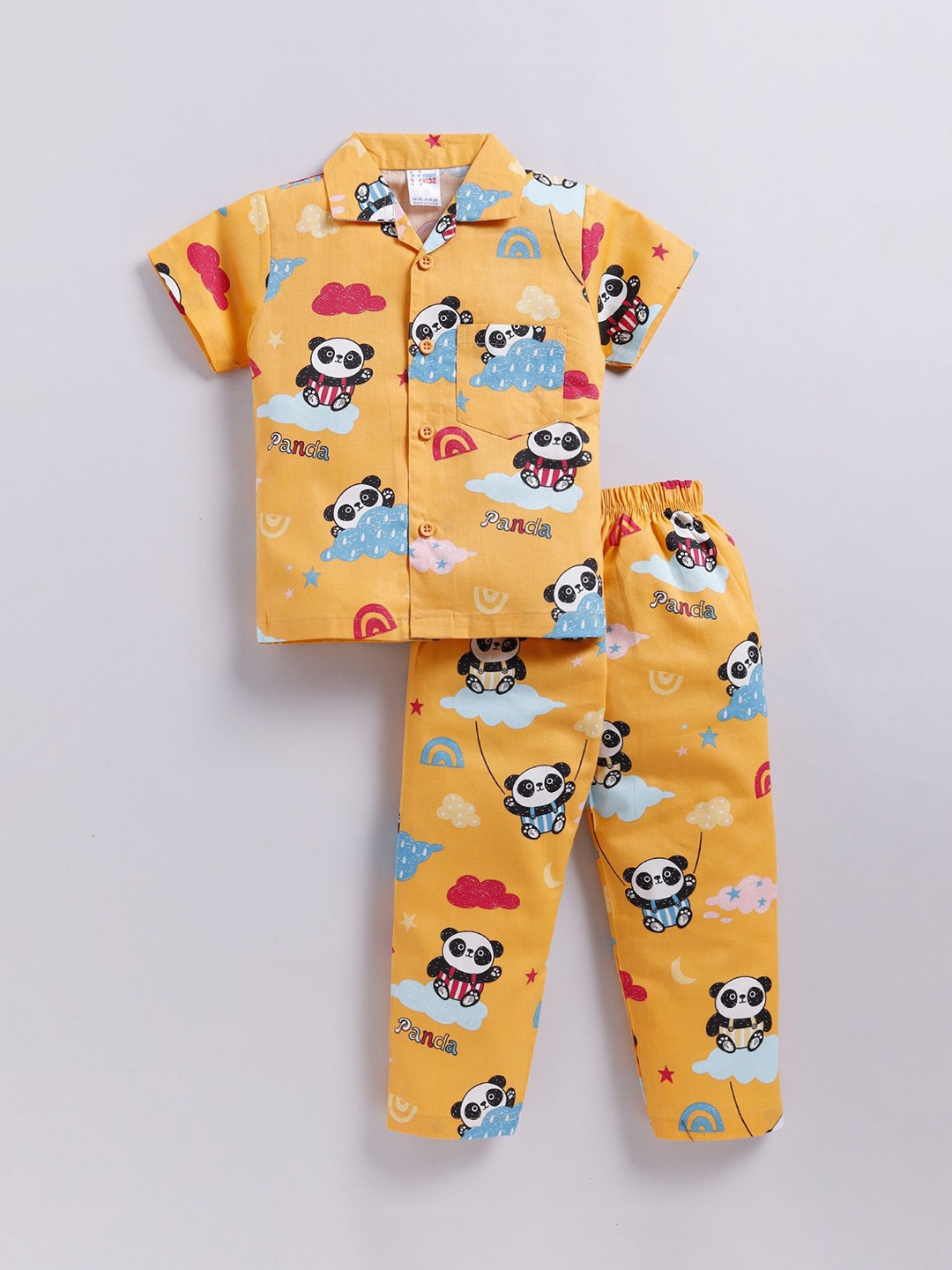 

NAUTI KIDZ Boys Cartoon Characters Printed Pure Cotton Night suit, Yellow